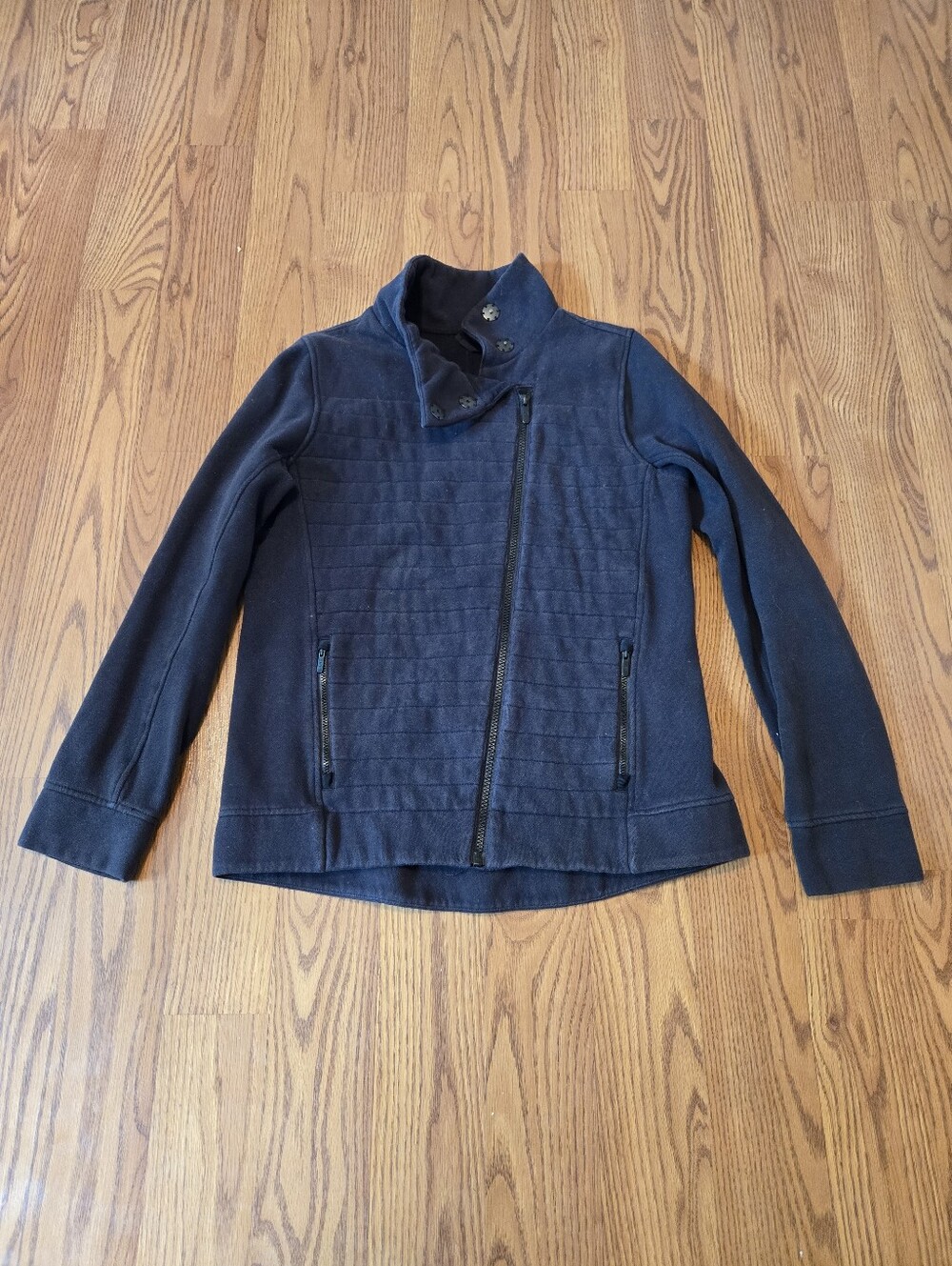 Lululemon Fleece Be True Jacket Black Quilted Knit Coat Outdoor Active Yoga 8